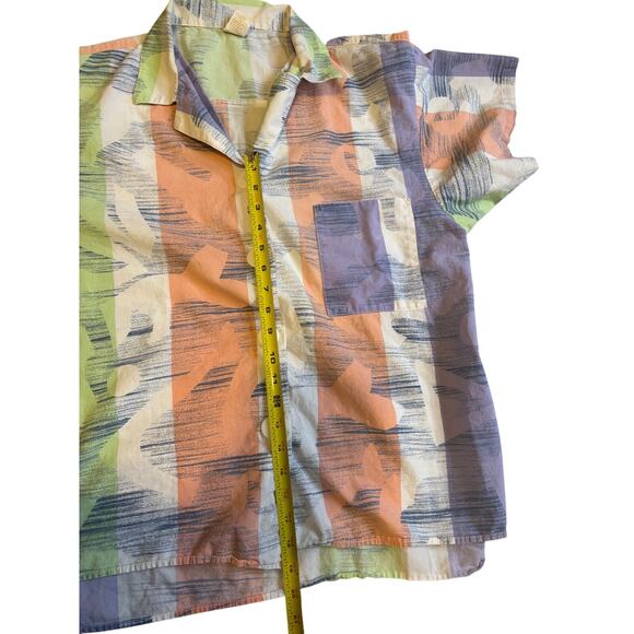 Vintage Retro Jantzen 1970s/80s Abstract Print Collared Button Down - Size L - Picture 6 of 8